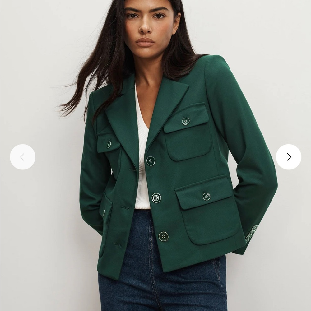 Veronica Beard Schuyler Blazer in Khaki with Gold Buttons - Picture 3 of 3